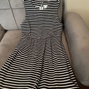 J. Crew Black and White Striped Dress